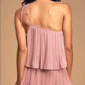 LULUS Blowing Kisses Pleated Mini Dress Pink Sz M